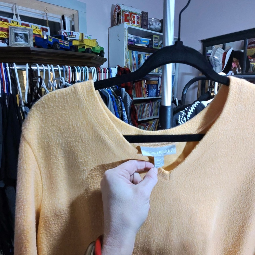 Woman Within V-Neck Sweater in Soft Peach